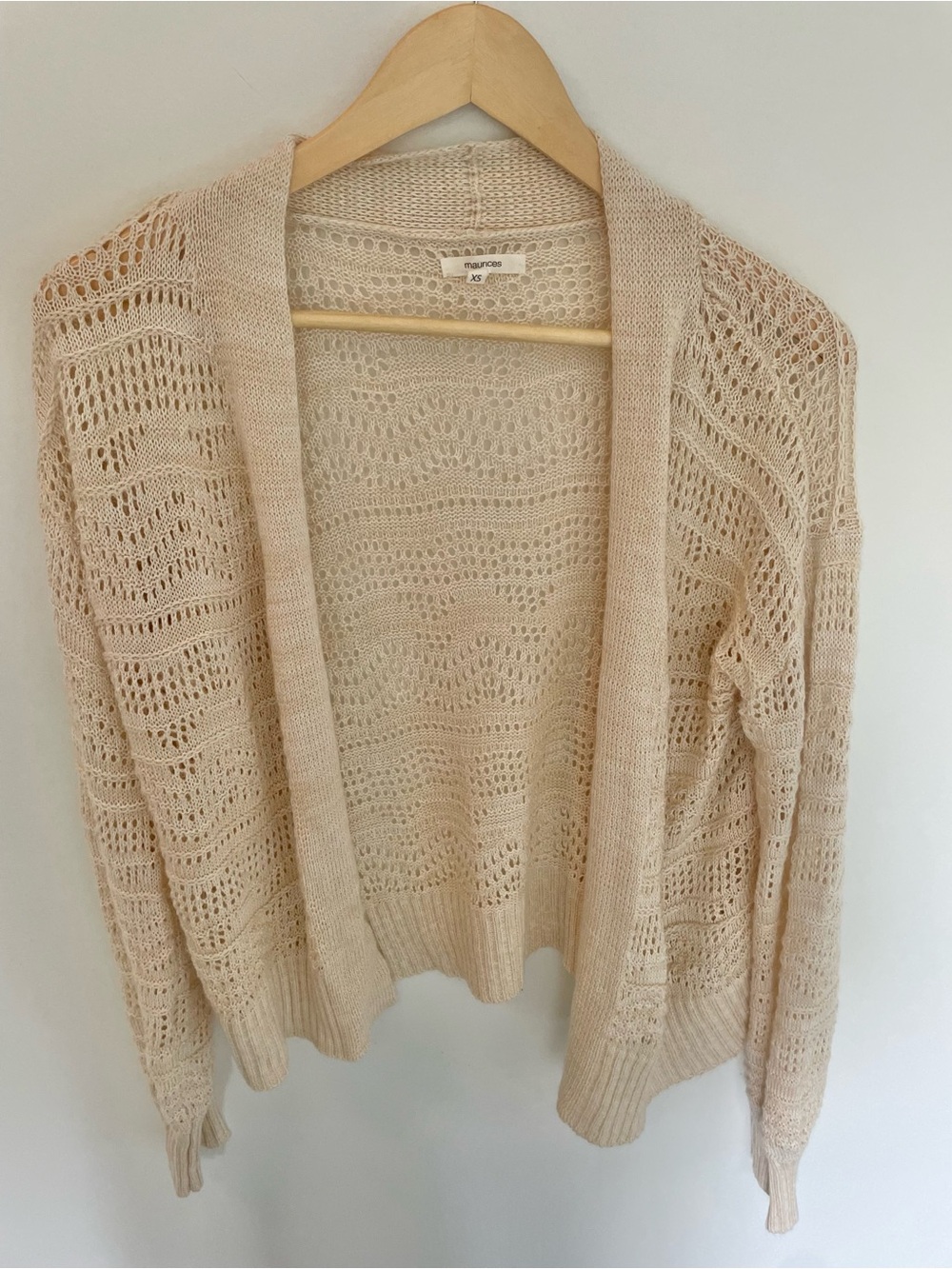 Maurices Beige Open-Weave Women's Cardigan